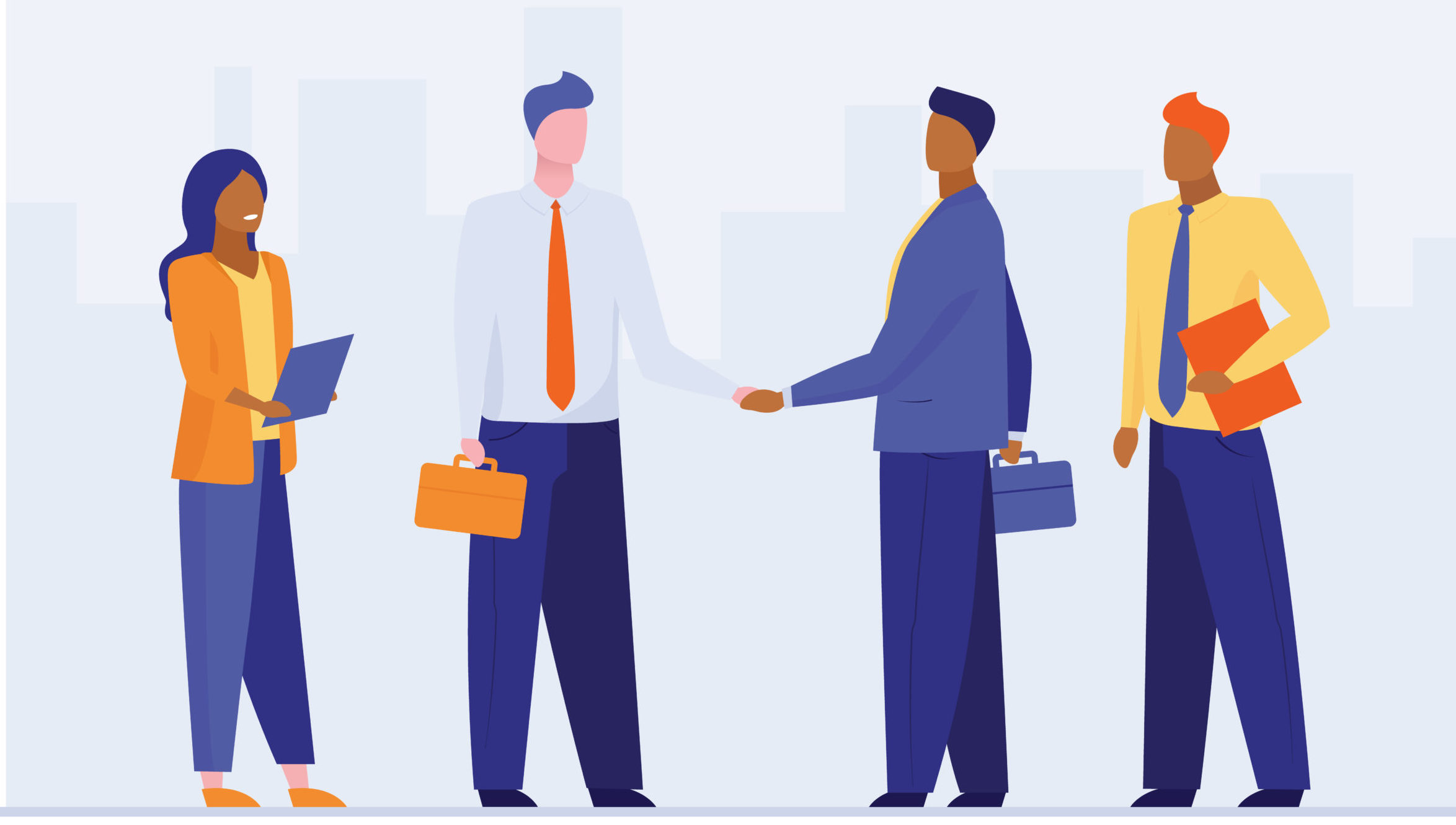 Business leaders shaking hands